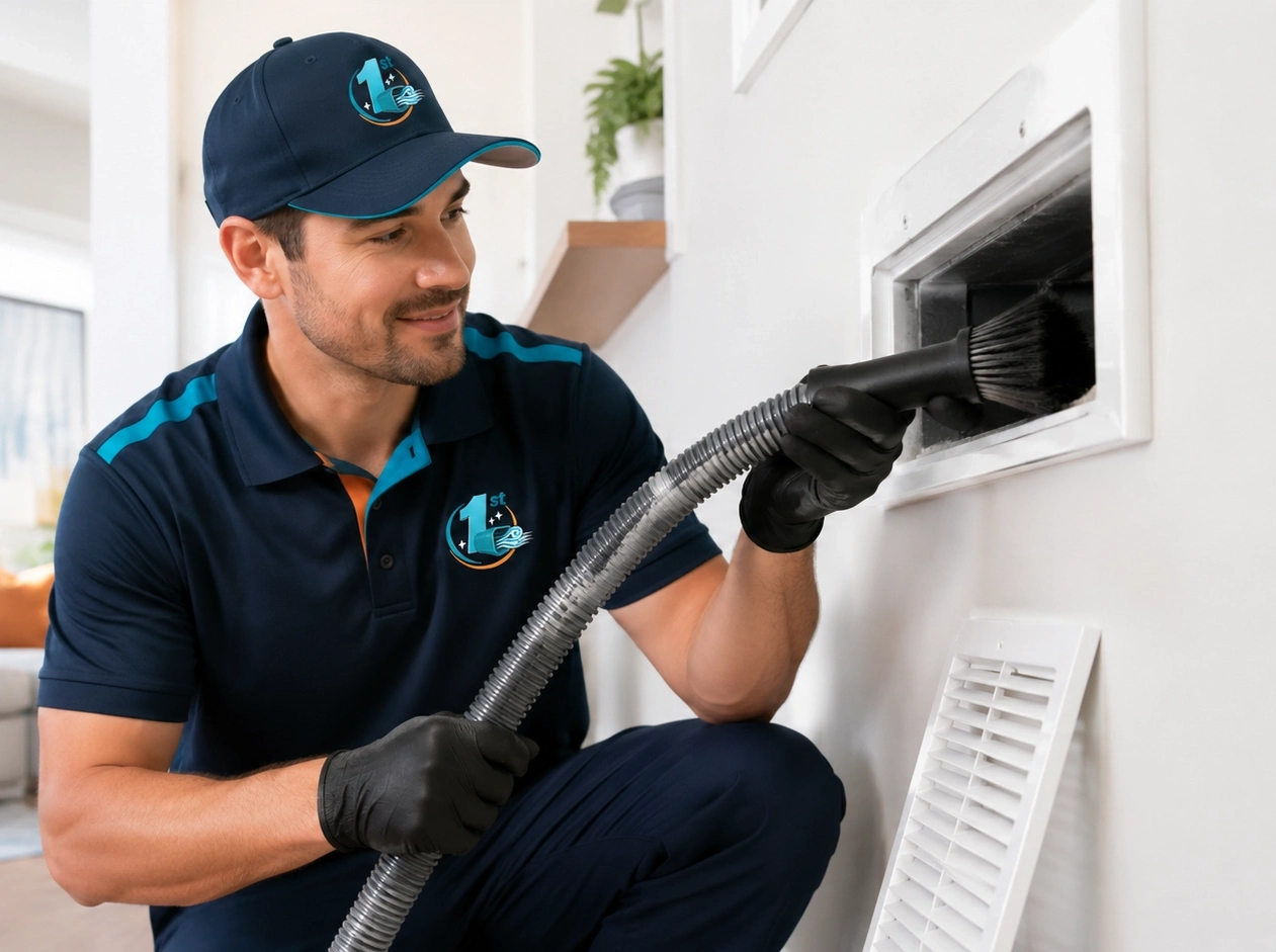 Professional air vent cleaning technician